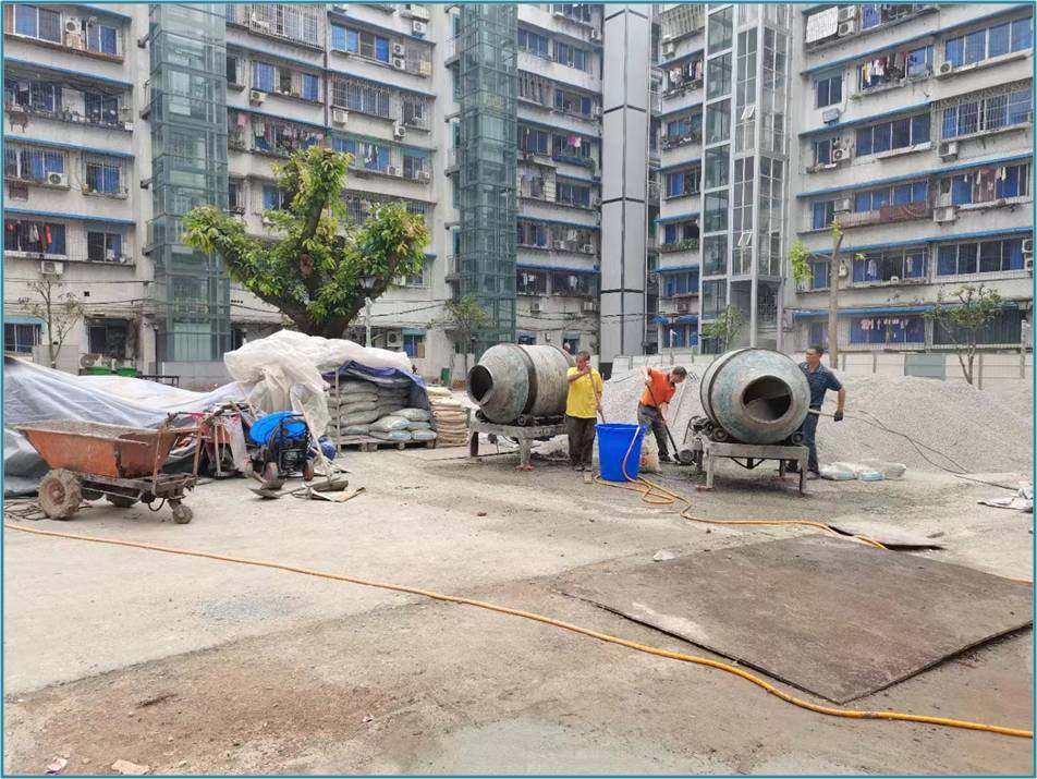 渝北區園丁村老舊小區改造-透水混凝土停車場